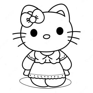 Hello Kitty In A Cute Dress Coloring Page 9217-7530