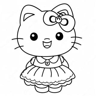 Hello Kitty In A Cute Dress Coloring Page 9217-7531