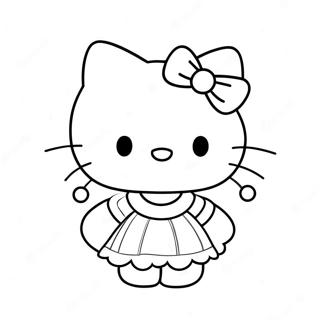 Hello Kitty In A Cute Dress Coloring Page 9217-7532