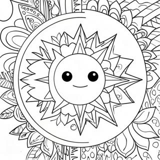 Bohemian Sun And Moon Coloring Page 9236-7542