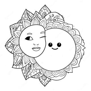 Bohemian Sun And Moon Coloring Page 9236-7543