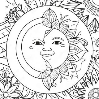 Bohemian Sun And Moon Coloring Page 9236-7544