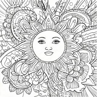 Intricate Bohemian Sun Design Coloring Page 9237-7545