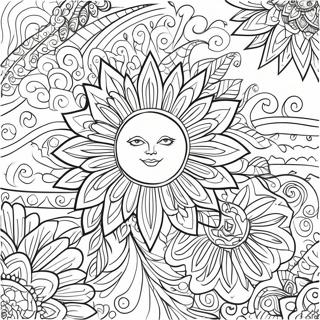 Intricate Bohemian Sun Design Coloring Page 9237-7546