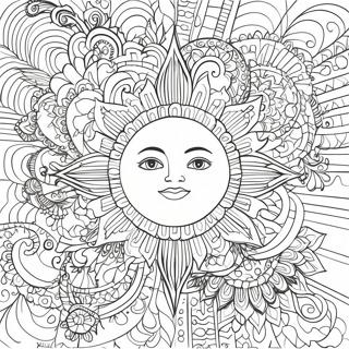 Intricate Bohemian Sun Design Coloring Page 9237-7547