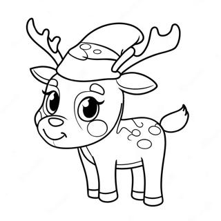 Cute Reindeer With Santa Hat Coloring Page 9247-7553