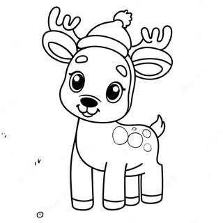 Cute Reindeer With Santa Hat Coloring Page 9247-7554