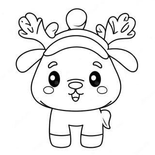 Cute Reindeer With Santa Hat Coloring Page 9247-7555