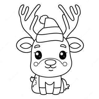 Cute Reindeer With Santa Hat Coloring Page 9247-7556