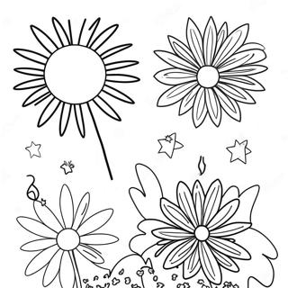 Colorful Fireworks Display Coloring Page 9257-7562