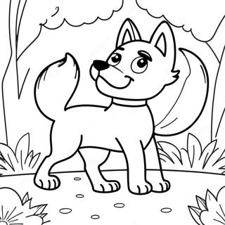 Playful Fox And Hound Coloring Page 9377-7658