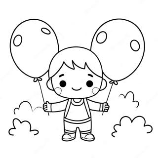 Cute Boy With Heart Balloons Coloring Page 9397-7675