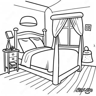 Cozy Bedroom Coloring Page 9407-7681