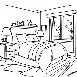 Cozy Bedroom Coloring Page 9407-7683