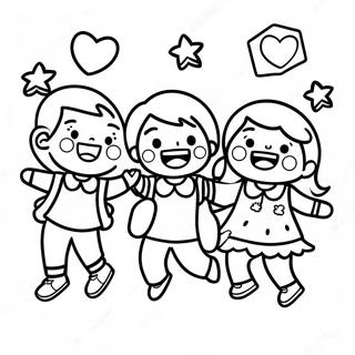 Excited Kids On First Day Of School Coloring Page 9417-7692