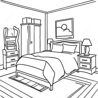 Bedroom Coloring Page 9446-7711