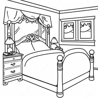 Bedroom Coloring Page 9446-7712