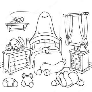 Cozy Bedroom With Teddy Bears Coloring Page 9447-7713