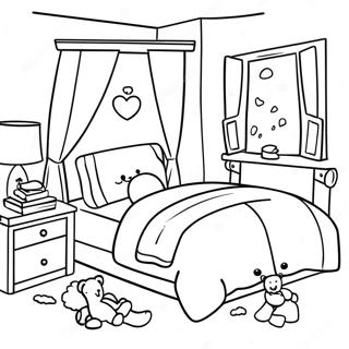 Cozy Bedroom With Teddy Bears Coloring Page 9447-7715