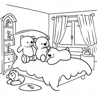 Cozy Bedroom With Teddy Bears Coloring Page 9447-7716