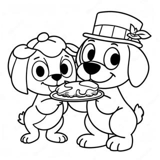 Bluey And Bingo Celebrating Thanksgiving Coloring Page 9477-7733