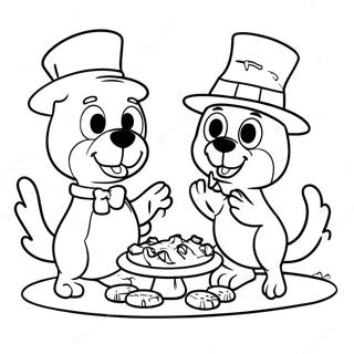 Bluey And Bingo Celebrating Thanksgiving Coloring Page 9477-7734