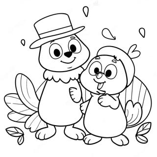 Bluey And Bingo Celebrating Thanksgiving Coloring Page 9477-7735