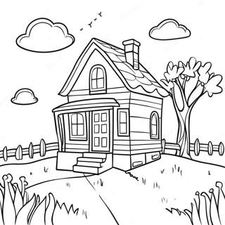 Charming Little House On The Prairie Scene Coloring Page 9527-7775