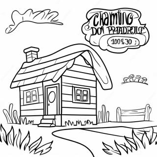 Charming Little House On The Prairie Scene Coloring Page 9527-7776