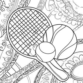 Tennis Racket And Ball Coloring Page 9546-7787