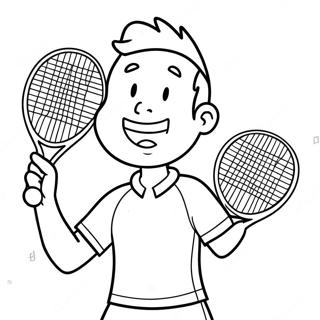 Excited Tennis Player Serving Coloring Page 9547-7791