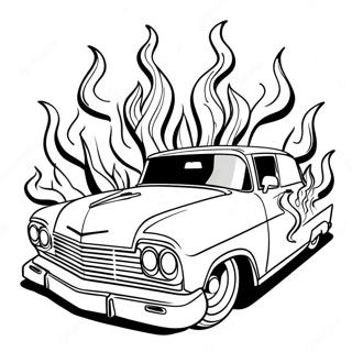 Classic Lowrider With Flames Coloring Page 9567-7805