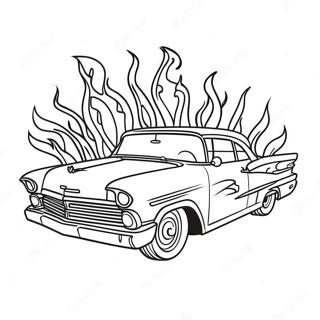 Classic Lowrider With Flames Coloring Page 9567-7806