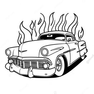 Classic Lowrider With Flames Coloring Page 9567-7807