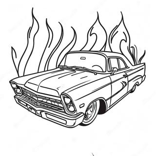 Classic Lowrider With Flames Coloring Page 9567-7808