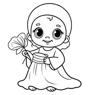 Cute Baby In White Gown Baptism Coloring Page 9577-7814