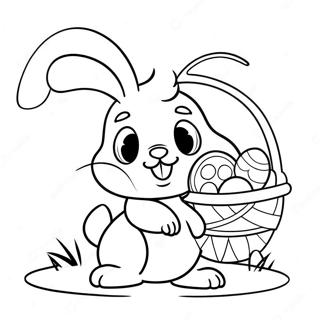 Cute Easter Bunny With Basket Coloring Page 9607-7837