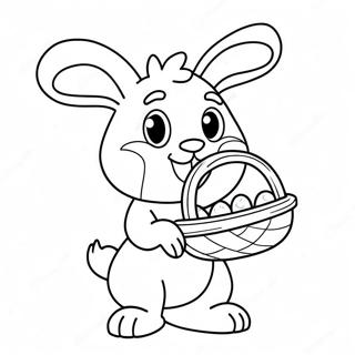 Cute Easter Bunny With Basket Coloring Page 9607-7838