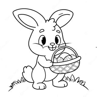 Cute Easter Bunny With Basket Coloring Page 9607-7839