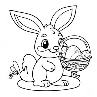 Cute Easter Bunny With Basket Coloring Page 9607-7840