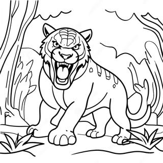 Fierce Predator In Jungle Coloring Page 9617-7848