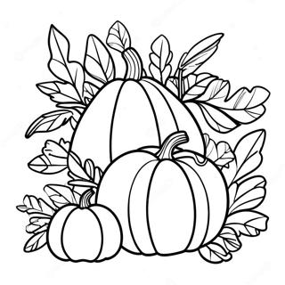 Fall Leaves And Pumpkins Coloring Page 9656-7874