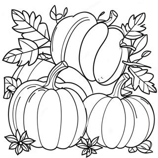 Fall Leaves And Pumpkins Coloring Page 9656-7876