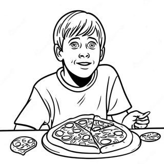 Kevin Mccallister With Pizza Coloring Page 9677-7894