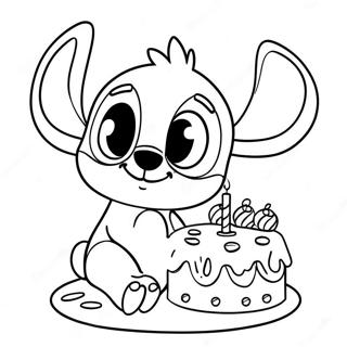 Stitch With Birthday Cake Coloring Page 9697-7909