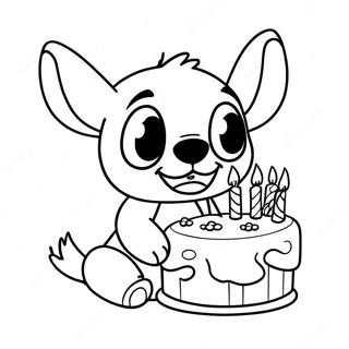 Stitch With Birthday Cake Coloring Page 9697-7911