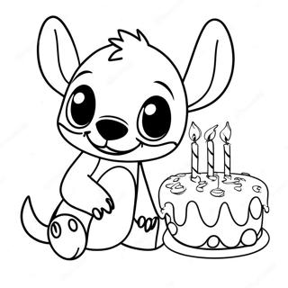 Stitch With Birthday Cake Coloring Page 9697-7912