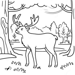 Hunting Scene With Deer Coloring Page 971-775