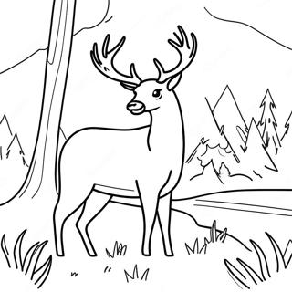 Hunting Scene With Deer Coloring Page 971-776