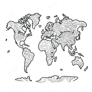 Detailed World Map Coloring Page 9727-7941